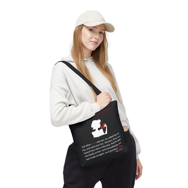 Woman Thou Art Loosed Luke 13:12 Scripture Tote Bag